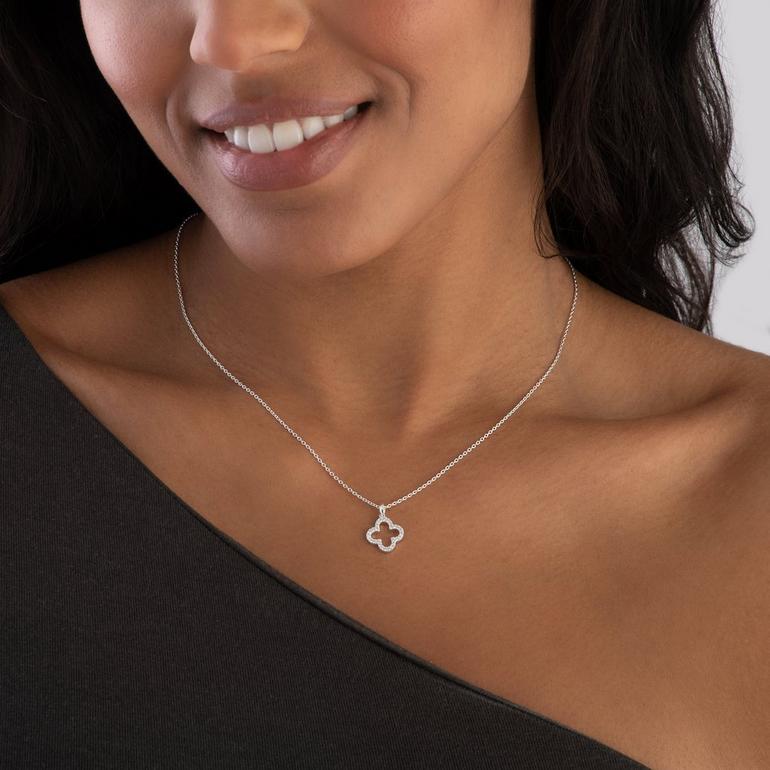 Silver Open Clover Necklace
