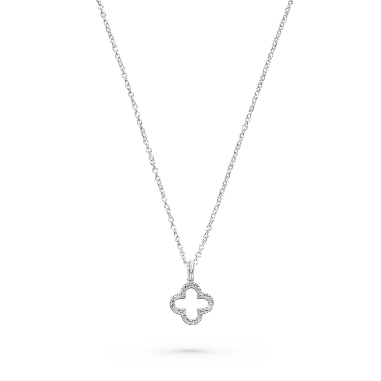 Silver Open Clover Necklace
