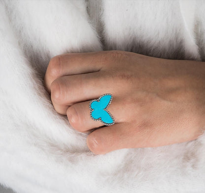 Turquoise Lucky Alhambra 18K White Gold Butterfly Ring